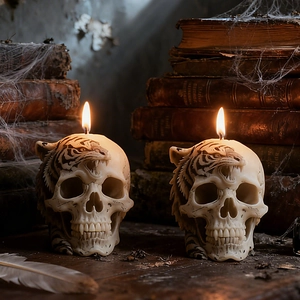 Gothic tiger skull silicone candle mold for DIY creative aromatherapy wax craft designs