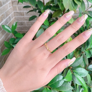 Elegant gold plated S925 sterling silver wavy intertwined open ring for women