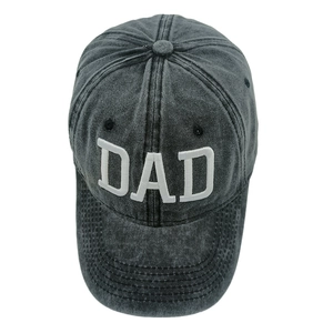 Washed cotton baseball cap with 3D DAD embroidery and vintage distressed finish