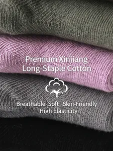 Breathable Xinjiang long-staple cotton crew socks for kids in assorted solid colors