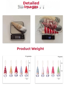 Detail view of 17cm Christmas gnome plush with dimensions and 15g weight measurement