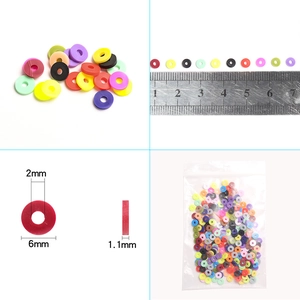 Perles plates rondes en argile polymere coloree 6mm en vrac pour fabrication de bijoux bracelet