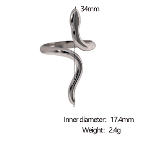 Tableau des tailles détaillé pour bague serpent en acier inoxydable avec dimensions