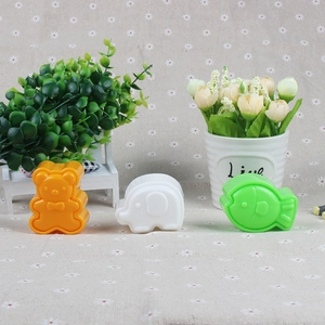 Cute cartoon bear elephant and fish rice ball mold 3-piece set for kids DIY bento