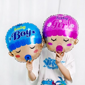 Baby boy and girl aluminum foil balloons for birthday party and infant baptism decor