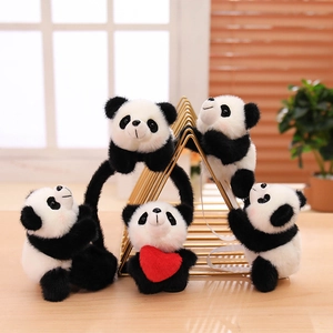 Cute Panda Plush Toy Soft Animal Doll Shoulder Standing Decoration Magnetic Ornament Slap Bracelet Hairband Novelty Gift