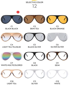 Collection of oversized cycling sunglasses in twelve trendy colors with high UV protection