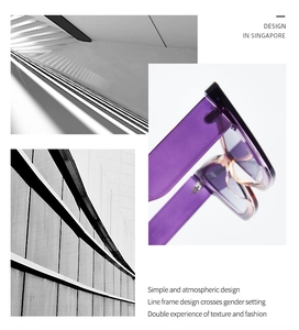 Detail view of purple triangle cat eye sunglasses featuring metal hinges and sleek acetate