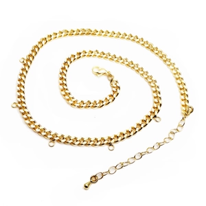 45cm gold beaded chain necklace with pig nose links and adjustable lobster clasp