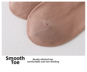 Close-up of seamless toe stitching on breathable cotton socks with smooth texture