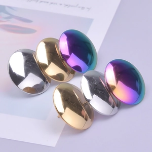 Polished 304 stainless steel oval stud earrings in silver, gold, and aurora chrome finishes