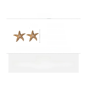 Makroansicht der Seestern-Ohrringe aus Gold mit Eisenmaterial und Silbernadel-Details