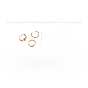 Detailed view of 18k gold plated copper ring and ear cuff set with zircon stones