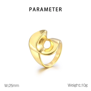 Detail view of the 25mm wide 18K gold-plated chunky irregular geometric statement ring