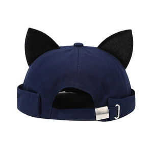 Navy blue cat ear miki hat with adjustable strap for men and women hip hop style