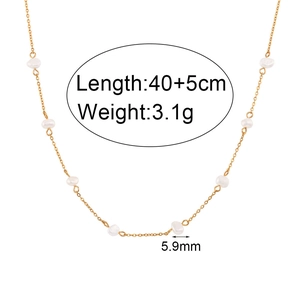 Elegant gold stainless steel necklace with fresh water pearls and adjustable length chain
