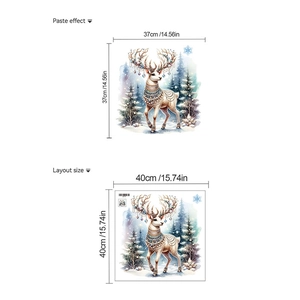 Detail showing winter reindeer wall sticker layout size and paste effect dimensions