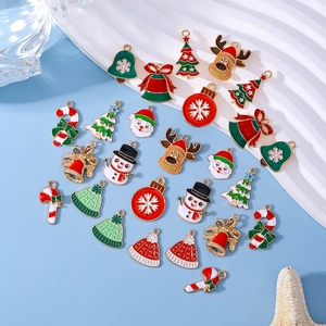 Christmas themed alloy charms set including Santa, reindeer and tree for DIY jewelry making