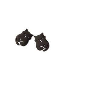Minimalistische süße schwarze Katzenohrringe mit mattem Finish für Damen und Mädchen