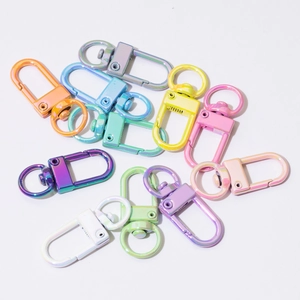 Colorful metal lobster claw clasps in vibrant colors for DIY keychains and jewelry making