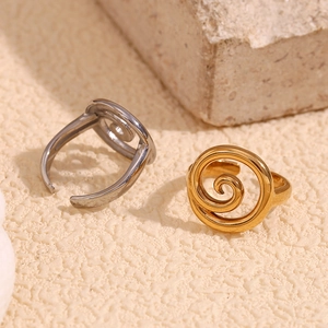 Minimalist Spiral Swirl Ring Stainless Steel 18K Gold Plated Adjustable Open Finger Rings Fashion Jewelry For Women
