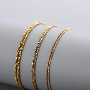 Three styles of minimalist gold stainless steel snake chain necklaces for men and women
