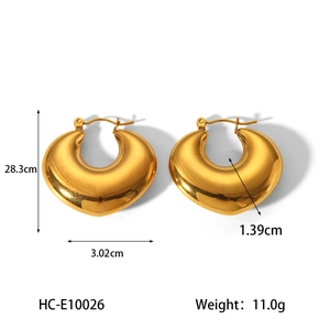 Detailed view of hollow gold heart earrings with exact dimensions and 11.0g weight data