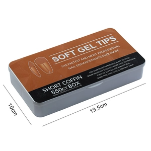Boîte de 550 faux ongles Soft Gel type Short Coffin ultra-fins et sans traces de couverture