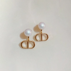 Elegant Artificial Pearl Stud Earrings With Letter Pendant Gold Plated Alloy Jewelry For Women With 925 Sterling Silver Earring Post