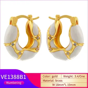 Maillard enamel lava U-shaped hoop earrings in gold brass with zircon insets