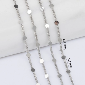 Minimalist silver chain necklace with 6.9mm round discs and 2.3mm O-chain links