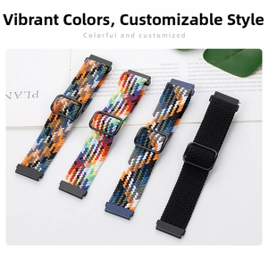 Close-up of adjustable nylon braided watch bands in various colors for Samsung Galaxy