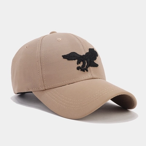 Cappellino da baseball kaki con ricamo aquila 3D e design a sei pannelli traspirante