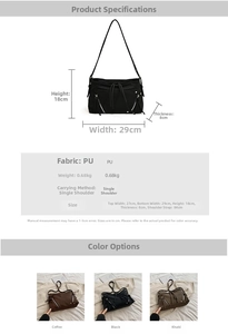 Specifiche dimensionali del sacchetto hobo da moto in pelle PU nera con frange e borchie