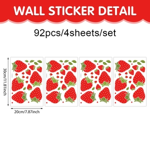 Creative strawberry wall stickers set with 92 decals for living room and bedroom decor