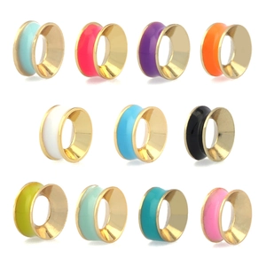 Colorful enamel bead assortment with gold metal plating for DIY jewelry making