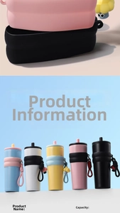Detail view of colorful 316 stainless steel tumblers with silicone sleeves and lanyards