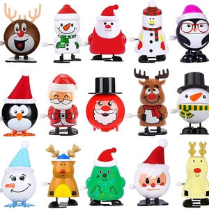 Set of 15 festive wind-up Christmas toys featuring Santa Claus, snowmen and reindeer