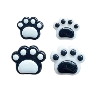 Glossy black and white 3D resin cat paw charms for DIY phone cases and keychains