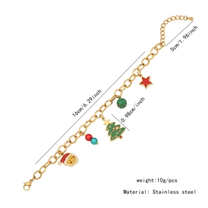 Bracelet à breloques en acier inoxydable avec pendentifs arbre Père Noël et étoile.