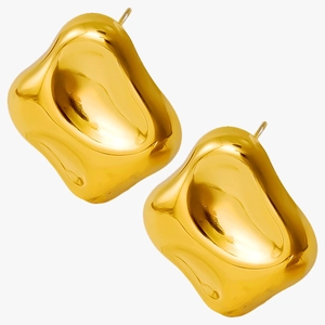 Minimalist 18k gold plated 304 stainless steel irregular geometric stud earrings on white