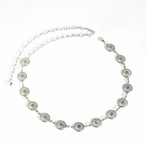 Silver sunflower metal waist chain with adjustable lobster clasp for women dresses