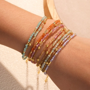 Bohemian Handmade Natural Stone Beaded Bracelet For Women Multilayer Adjustable Ethnic Style Fashion Jewelry Bracelet Gift