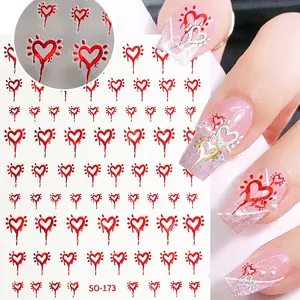 Retro gold foil lily and bleeding heart nail art stickers with silver glitter details
