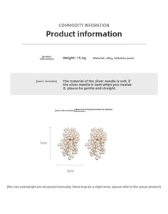 Guide des tailles des boucles d'oreilles vintage fleurs et perles de 7cm de long