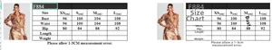 Size chart showing bust, waist, and hip measurements for sequined two-piece set F884