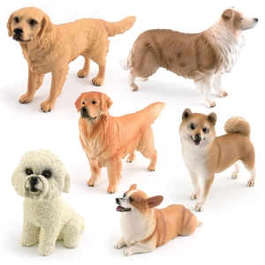 Simulation Dog Figures Realistic Animal Models Corgi Golden Retriever Shiba Inu Border Collie Plastic Desktop Decor