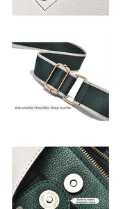 Detailansicht von Lederstruktur mit gestreiftem Gurt und goldener Metallschnalle