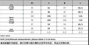Detailed size chart with measurements for the suede moto jacket including XS to L sizes