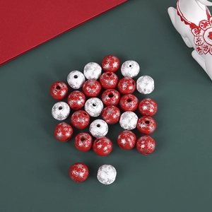 Round Wood Beads Snowflake Printed Christmas DIY Crafting Decorative Jewelry Making Accessories